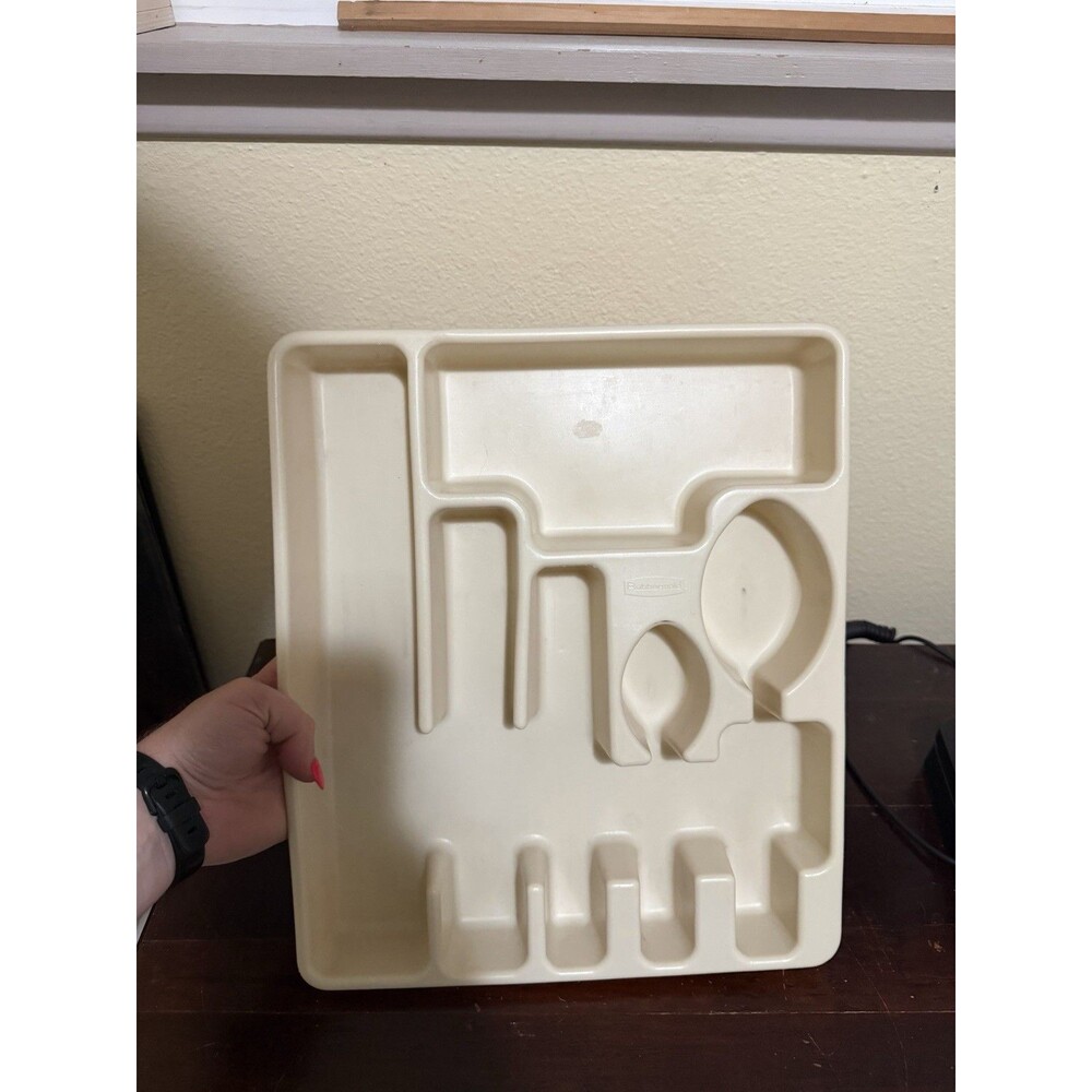 Vintage Almond Rubbermaid 2922 Utensil Silverware Tray Holder Drawer Organizer